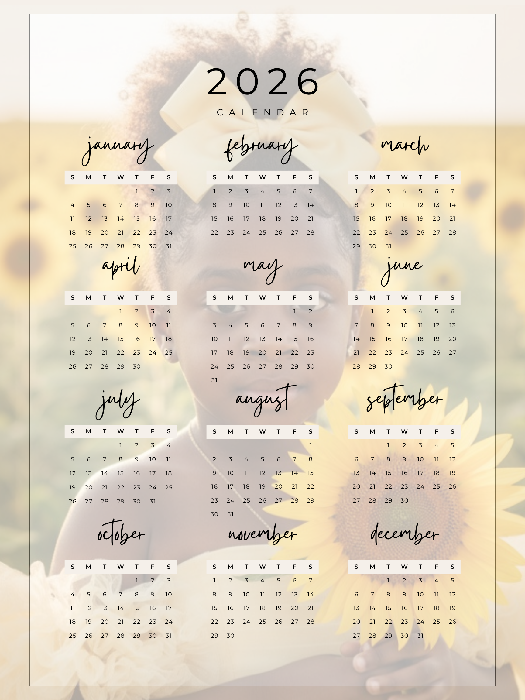 2026 Custom Calenders